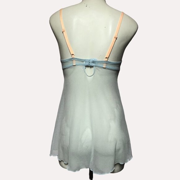 BABY Blue Mesh & Peach Baby Doll Chemise Size Small - Picture 2 of 10